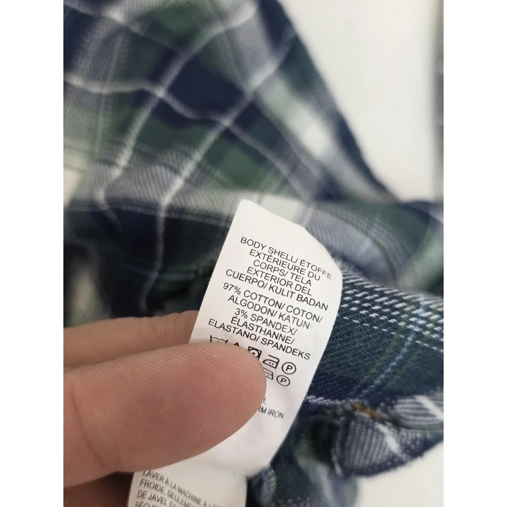 Lucky Brand Shirt Mens 2XL Blue Plaid Long Sleeve Snap Western Flannel Stretch